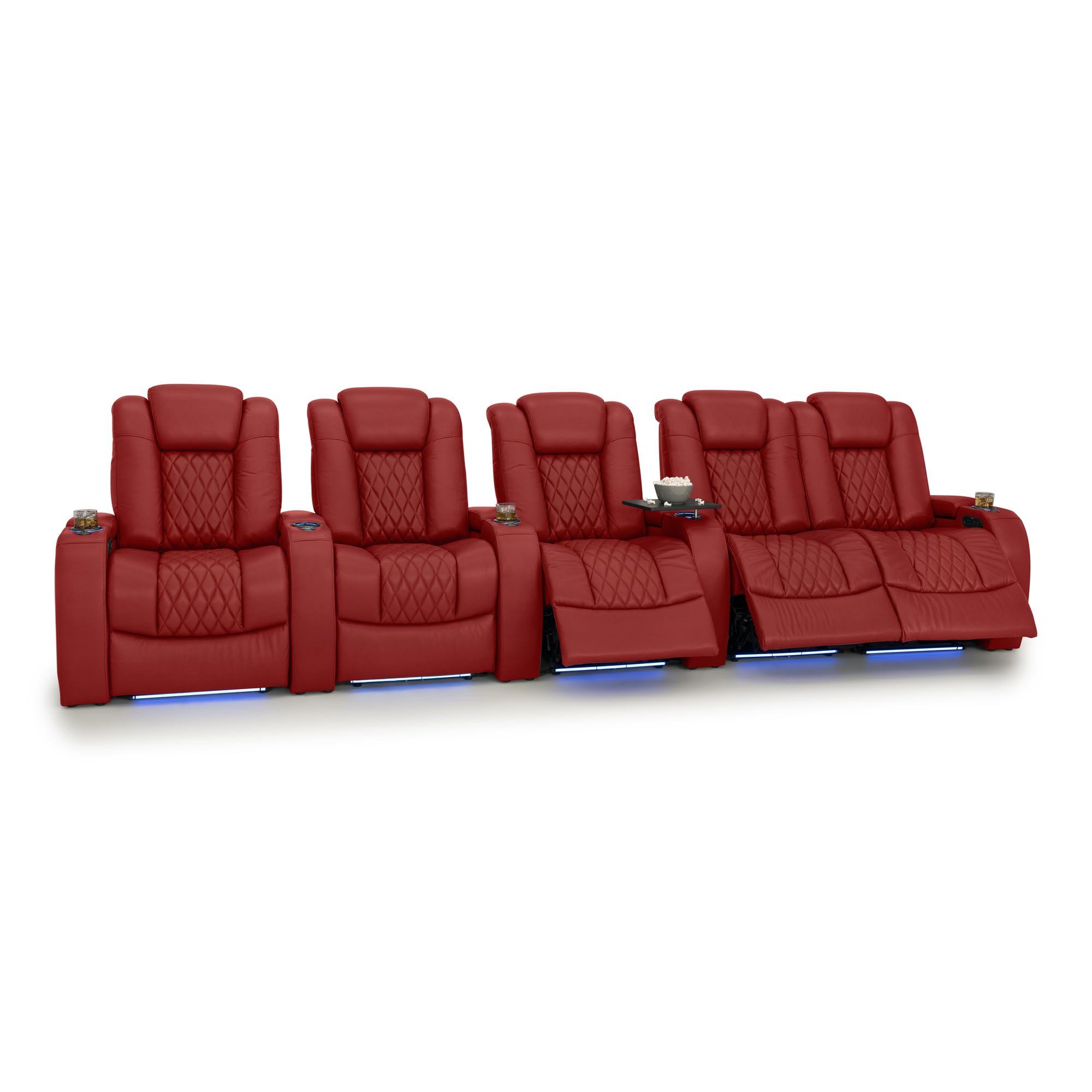 Seatcraft Diamante Home Theater Seating Red Row of 5 Right Loveseat