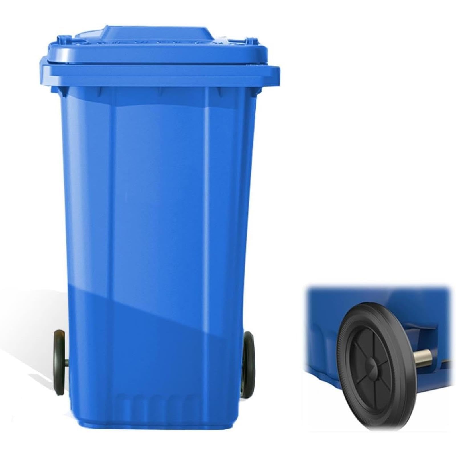 VITIWEDTY Wheeled Outdoor Garbage Can, Multi-Color Heavy Duty Trash Bin for Backyard, Garage, Deck and Commercial Use (Blue 120L)