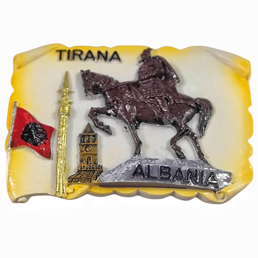 Magnete Frigorifero Tirana Albania 3D | Souvenir Di Viaggio Dipinto A Mano In Resina, 7,4x5,4 Cm, Decorazione Casa E Ufficio