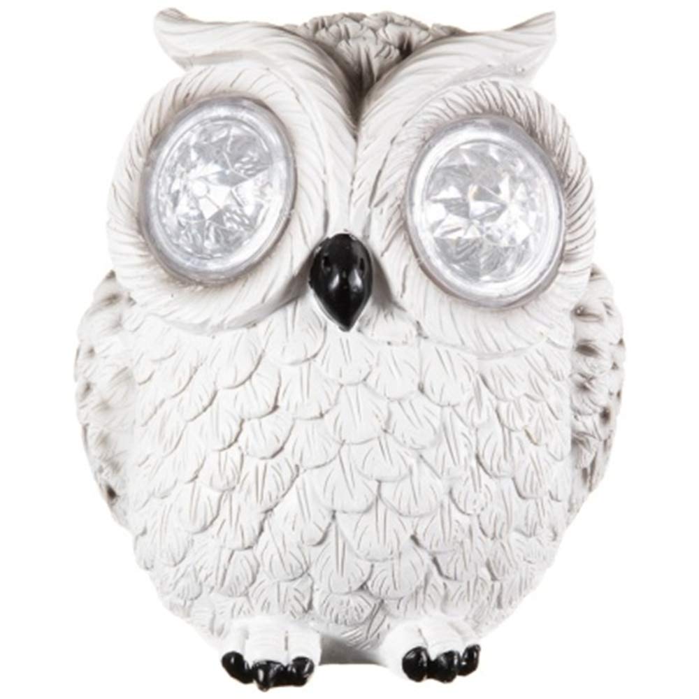 Scotrade White G19 Gorgeous Solar Resin Owl With Crystal Eyes Place It Anywhere In Your Garden