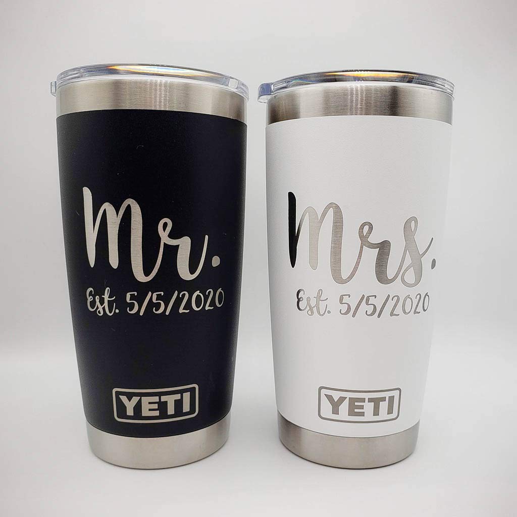 Laser Engraved Mr. and Mrs. YETI Tumbler Set - Personalized Gift For the Newlyweds