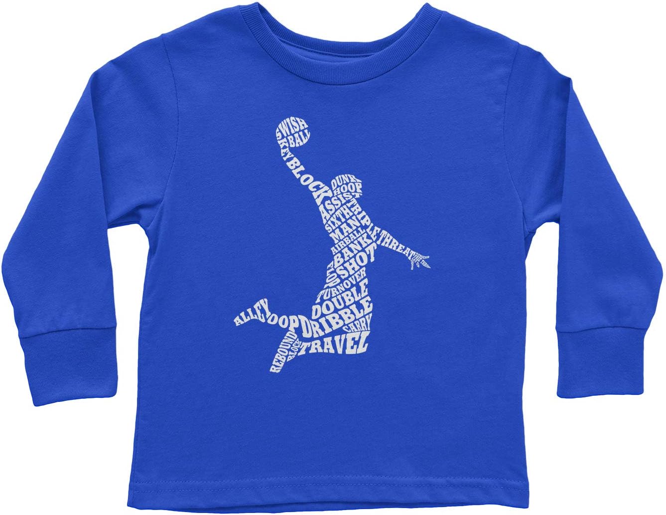 Threadrock Little Boys' Basketball Player Typography Toddler Long Sleeve T-Shirt