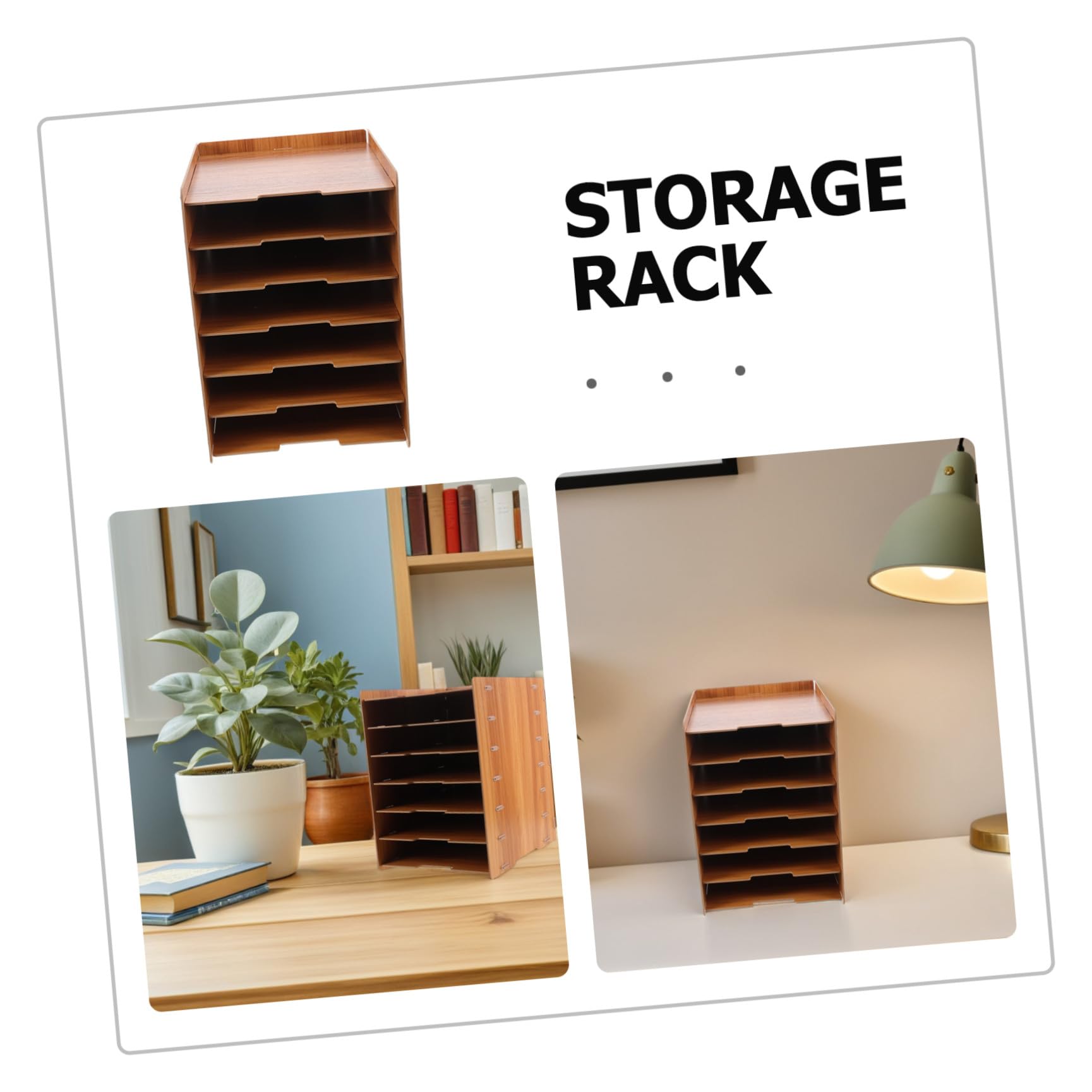 PLAFOPE Organizzatore da Scrivania in Legno con 7 Livelli, Struttura Rinforzata e Design Naturale per Ottimizzare la Visibilità dei Documenti su Tavoli e Scrivanie