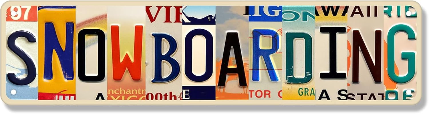 peiyeety Snowboarding Vintage Metal Tin Sign Mountain Sport Wall Art Plaque, Winter Accent for Home Office School Man Cave Bar Garage Bedroom, Snow Sport Vintage Metal Wall Plaque 4x16 Inch