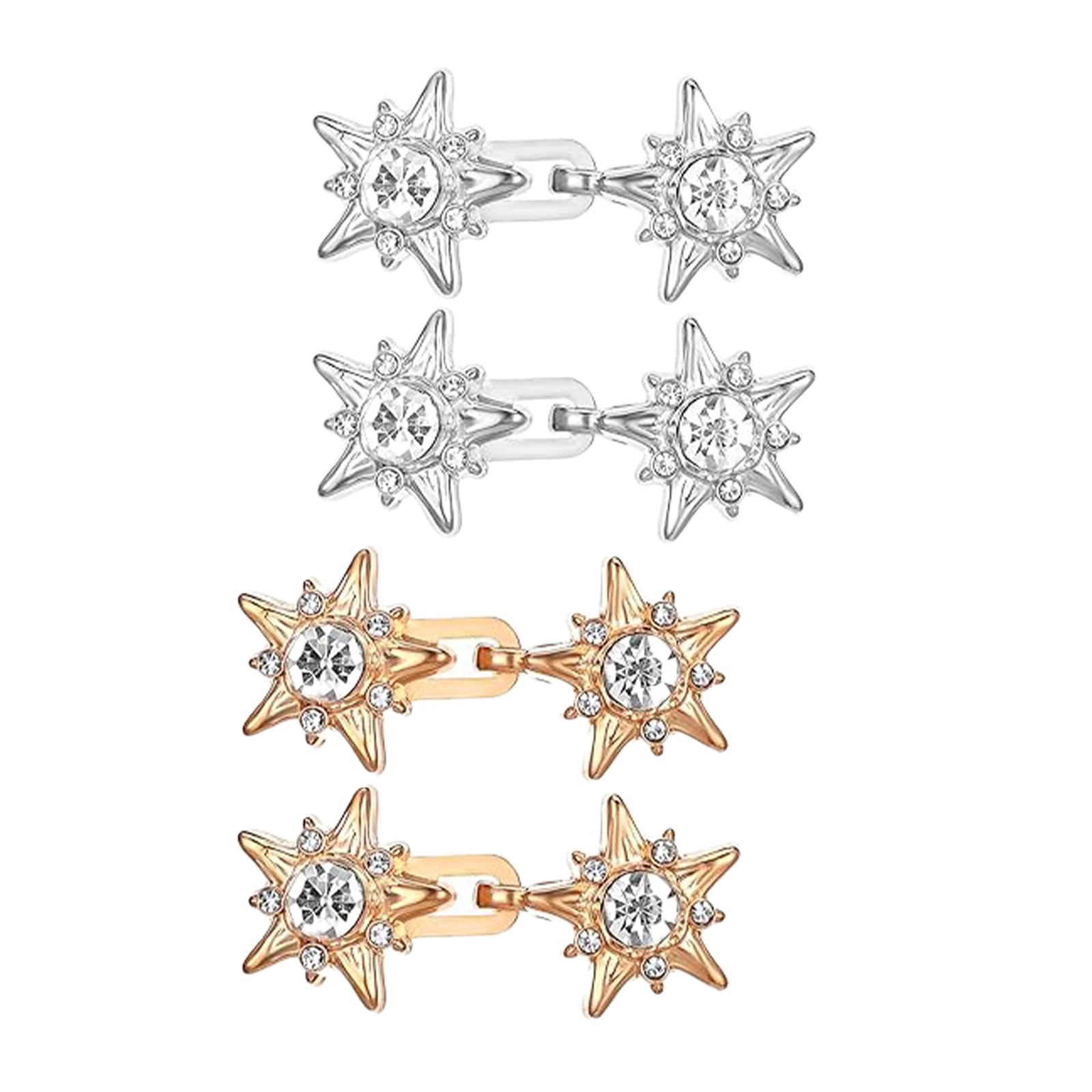 Elmsley Gold, Silver Color 4 Pcs Waist Tightener Clips,Stars Adjuster Waist Tightener,Waist Cincher Clip,Jean Clips,For Sweaters Loose Pants Skirts Trousers Accessories