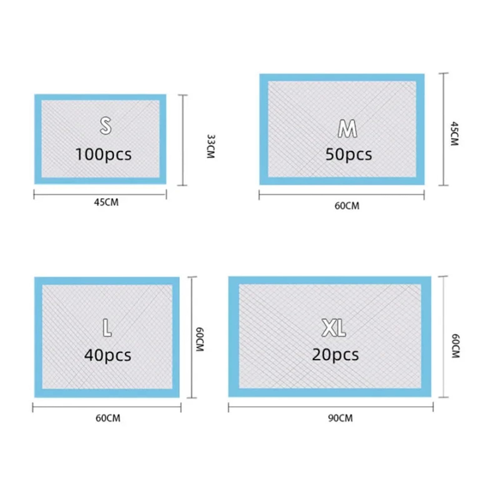Genérico 100/50/40/20PCS pañales absorbentes for Perros, Almohadillas for orinar, cojín Limpio de Superficie Secado rápido(50pcs 45x60cm)