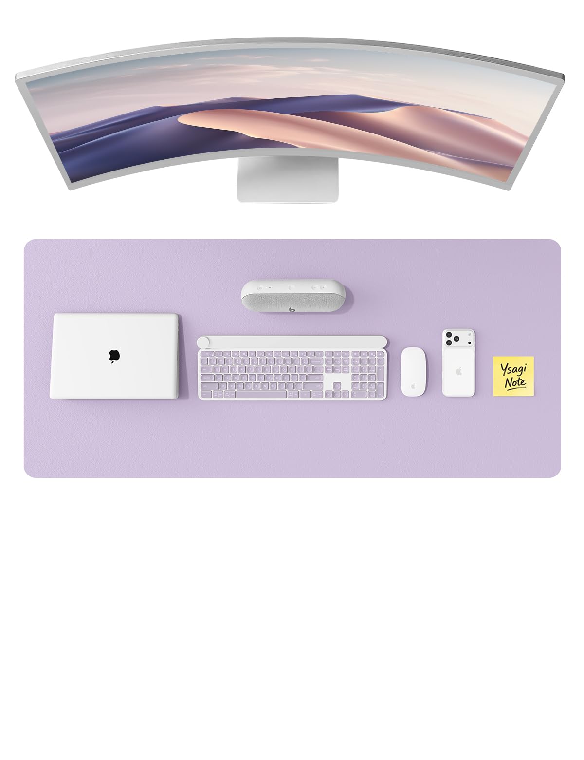 YSAGi Light Purple Leather Desk Pad Protector 47" x 17" | Enhance Your Workspace with Style - main product image