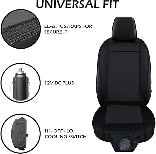 Vista 3 de ZONETECH Funda de asiento de coche de refrigeración, color negro, temperatura ajustable, cómodo cojín de enfriamiento para asiento de automóvil