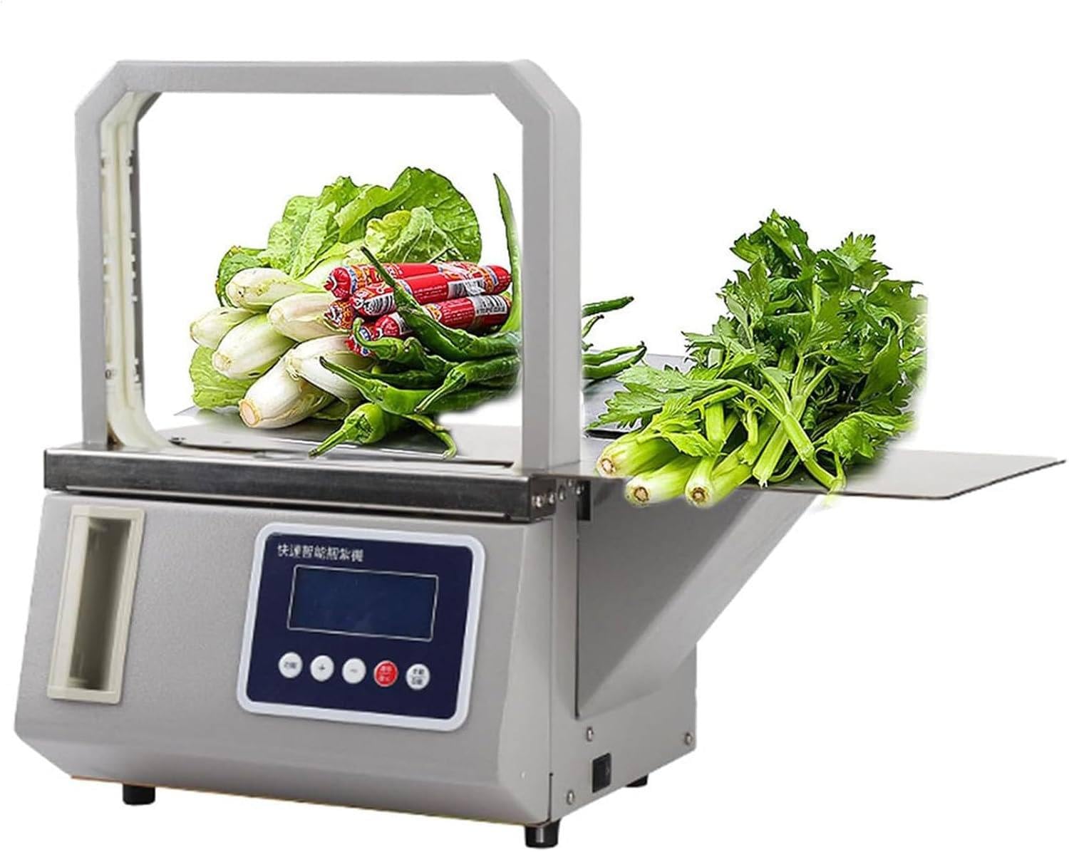 MANYOUYOU Electric Automatic Strapping Machine, Automatic Bundling Machine O-P-P Strapping Machine, Photoelectric Induction Supermarket Vegetable Bundling Machine for 12mm Tape Bundling 22 * 22