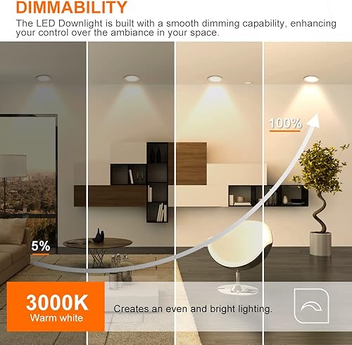 Miniatura 3 de Iluminación LED empotrable de 2 pulgadas luz descendente regulable de 3 W blanco cálido de 3000 K lámparas de reajuste CRI80 lámpara de techo