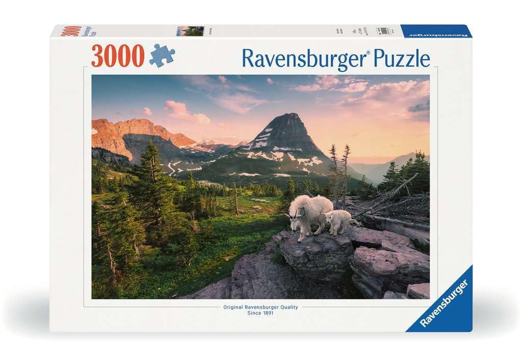 Ravensburger 12000809 - Alpine Goat with Baby - 3000 pieces jigsaw puzzle – Puzzle for adults and kids age 14 years up, animal puzzle