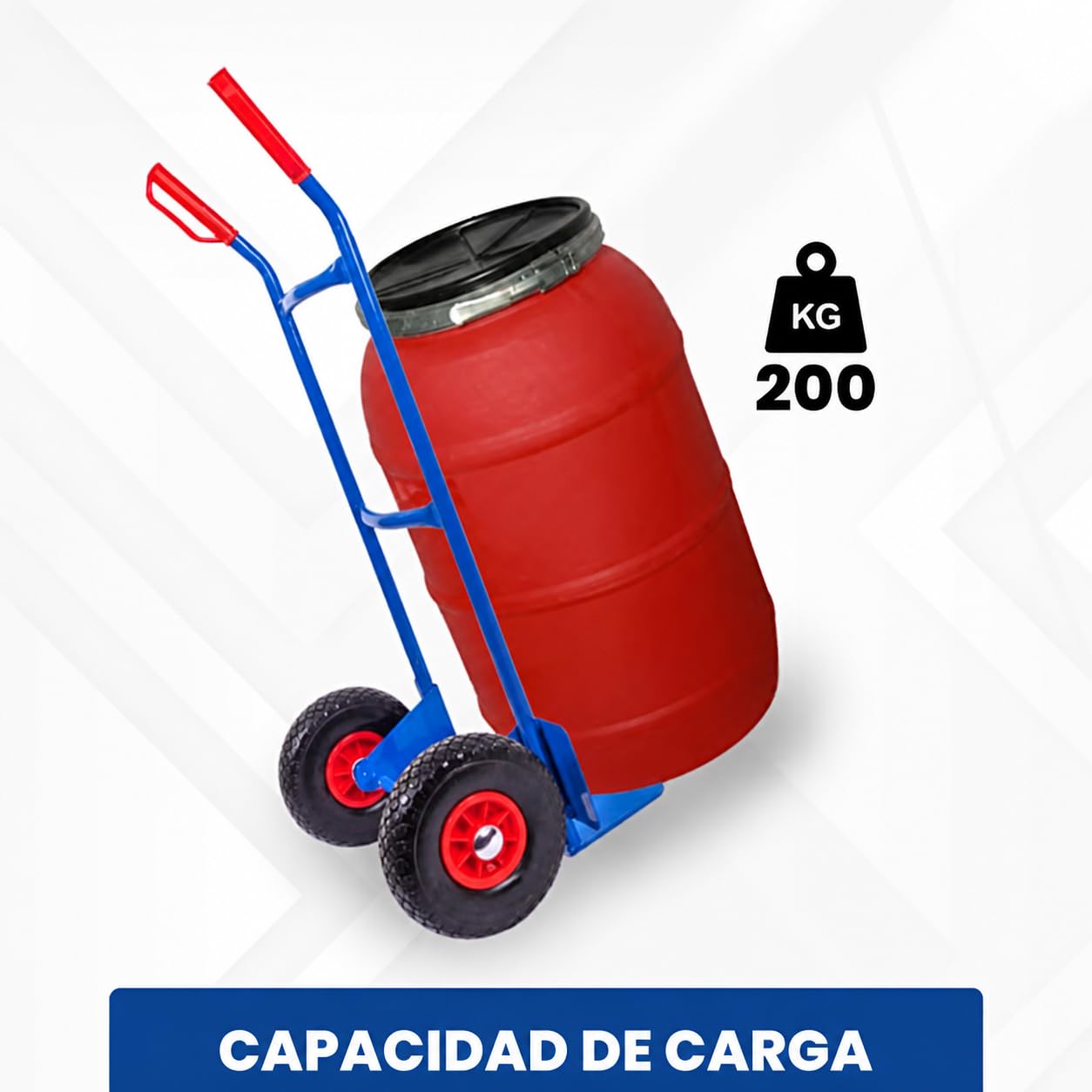 STREND PRO Carretilla de Mano 200 kg | Carro de Acero con 2 Ruedas Macizas de Poliuretano | para Cajas, Mudanzas, Taller y Almacén