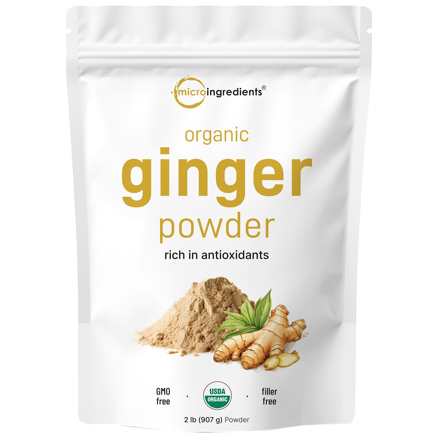 Organic Ginger powder, 2lbs (32oz) | Premium Source for Spice & Seasoning | Great for Baking, Cooking & Tea | Additive Free, Non-GMO, Bulk Supply