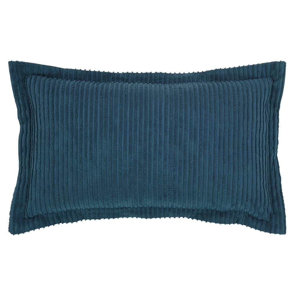 2 Piece Elegant 100% Cotton Tufted Chenille Bedspread Twin Size Heirloom Quality in Stripe Design | All Seasons Teal Blue Green Color Western Bedding Aesthetic Look Soft Plush Cozy Feel