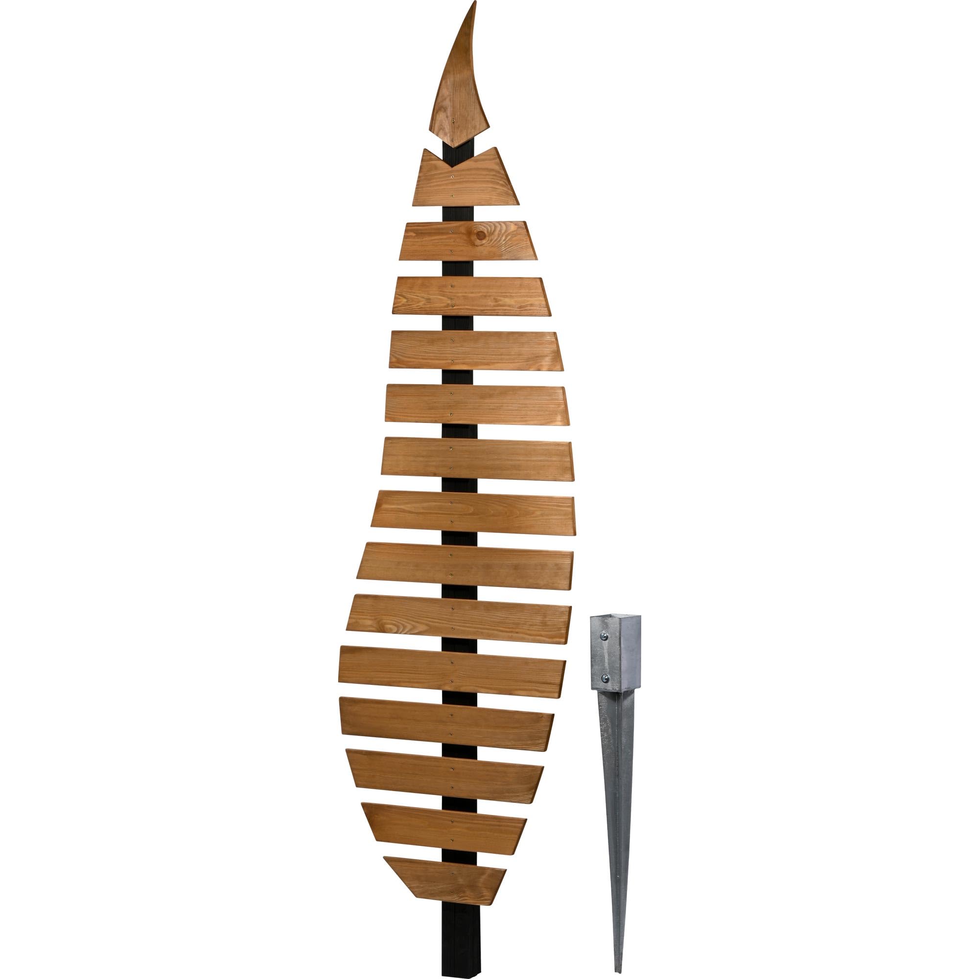 dobar® Green Label Rankhilfe Abstractus in Blattform zweifarbig aus Holz - Rankgerüst stehend mit Pfahl für Garten - Pflanzstütze für Kletterpflanzen