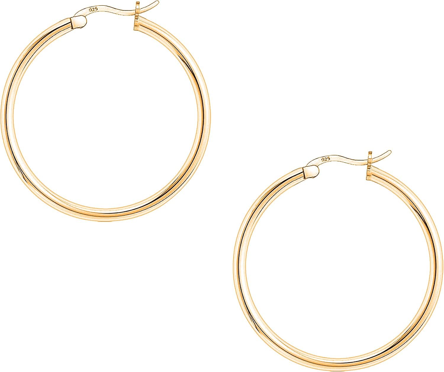 Savlano 925 Sterling Silver Round Hoop Earrings – 18K Gold Plated Hoop Earrings for Women & Men Comes in 30MM-80MM with a Gift Box - Image 2