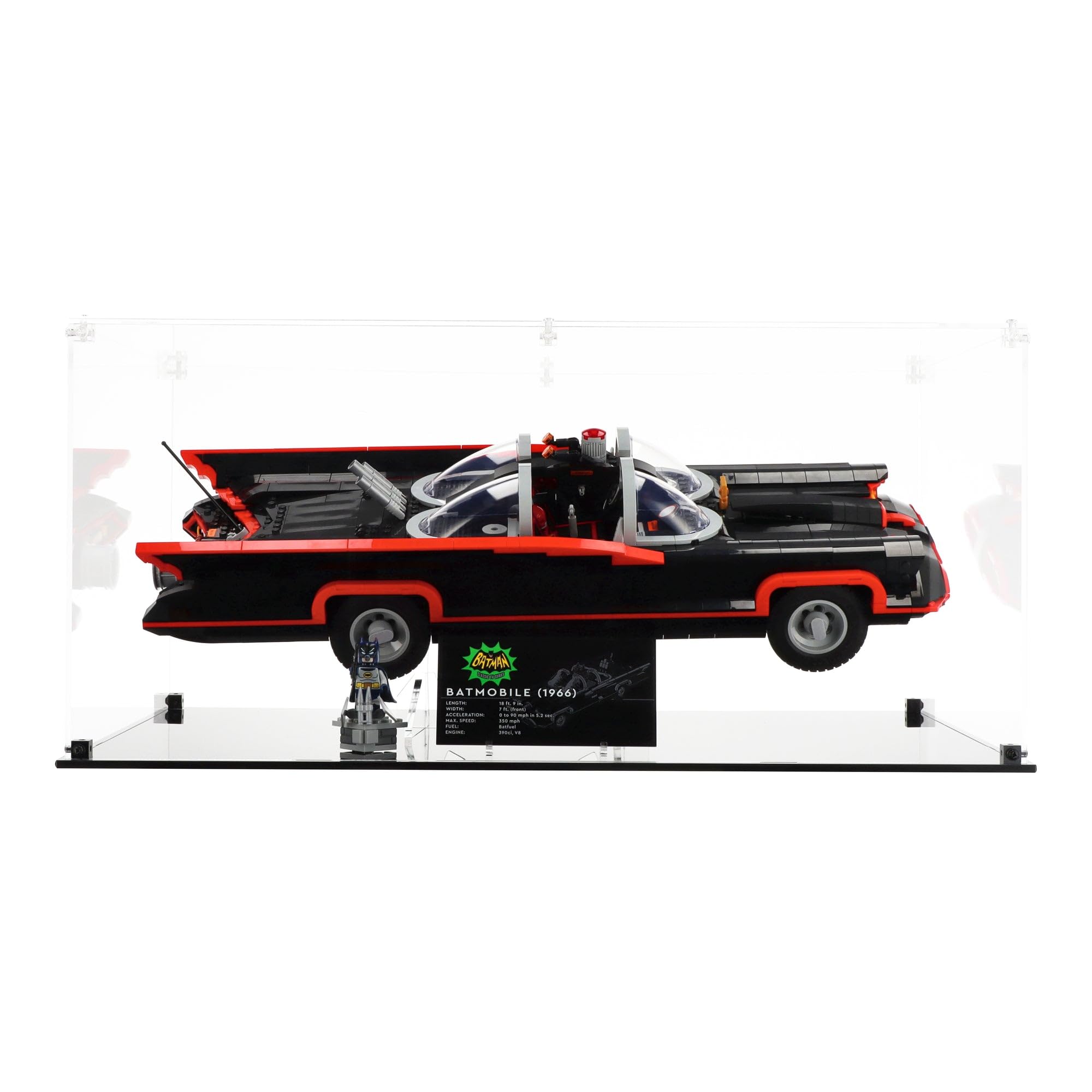 Plexico Black Display Case Compatible With Lego 76328 Batman: The Classic Tv Series Batmobile - (Clear Back Panel)