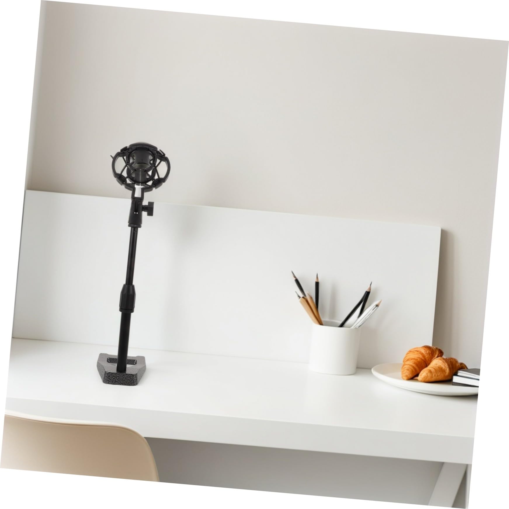 Verstellbarer Desktop Mikrofonständer mit Schwerer Basis und Vibrationsdämpfendem Shock Mount für Tisch für Gesang Interviews Studioaufnahme und Live Streaming