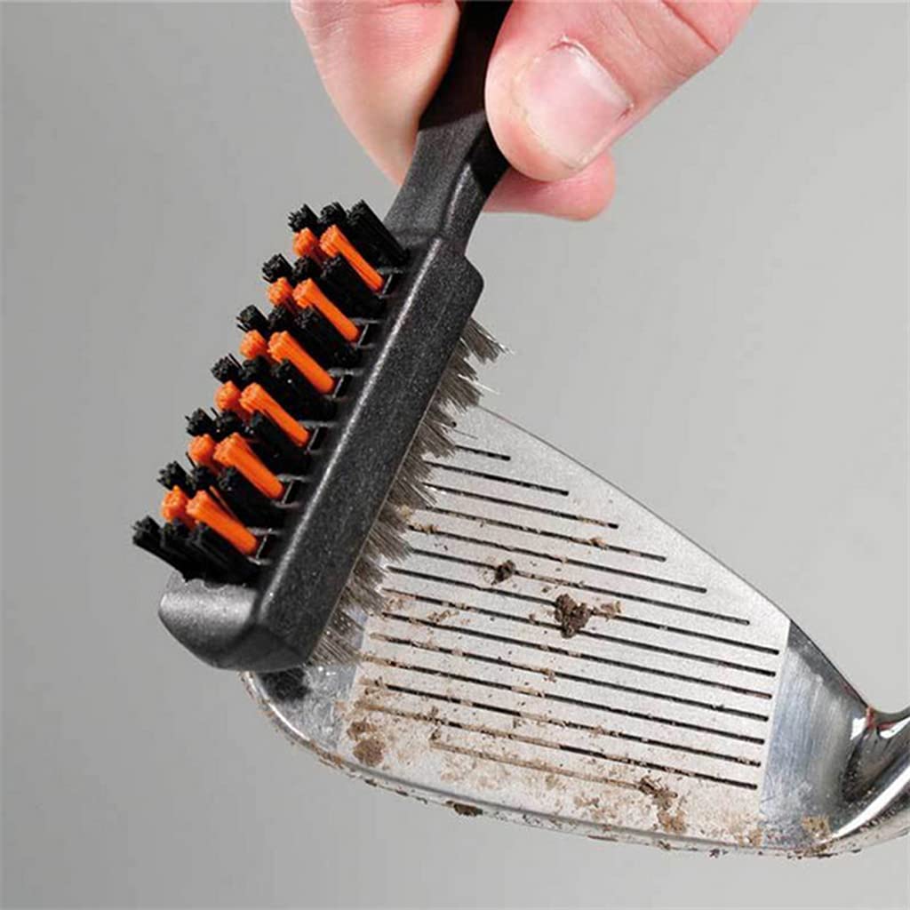 Double Side Golf Brass + Nylon Club for Head Cleaner Brush Cleaning Tool Kit with Hanger Accessories&pr