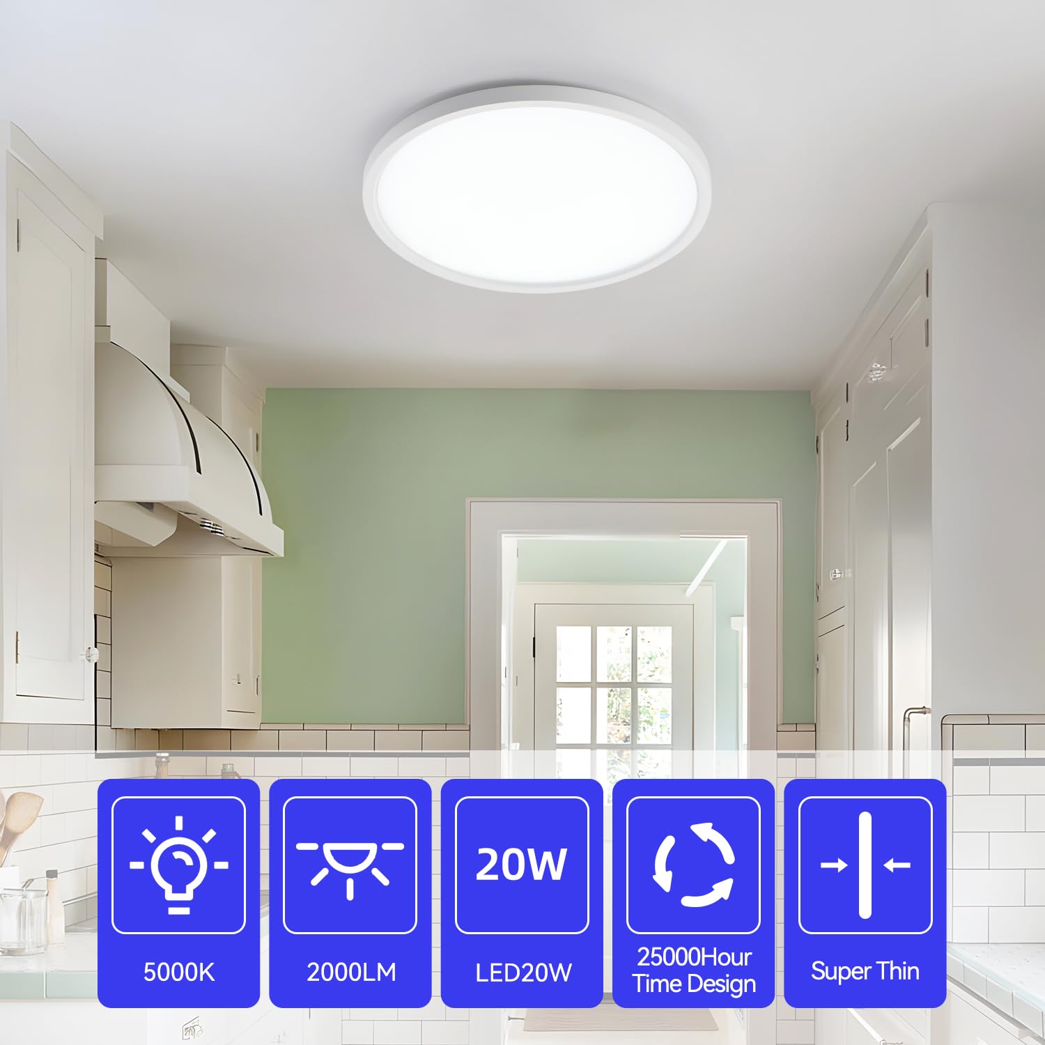 ocioc Plafoniera LED Soffitto Moderna, 25.4CM 20W 5000K Lampada da Soffitto LED per Cameretta, Cucina, Soggiorno 2 Pezzi