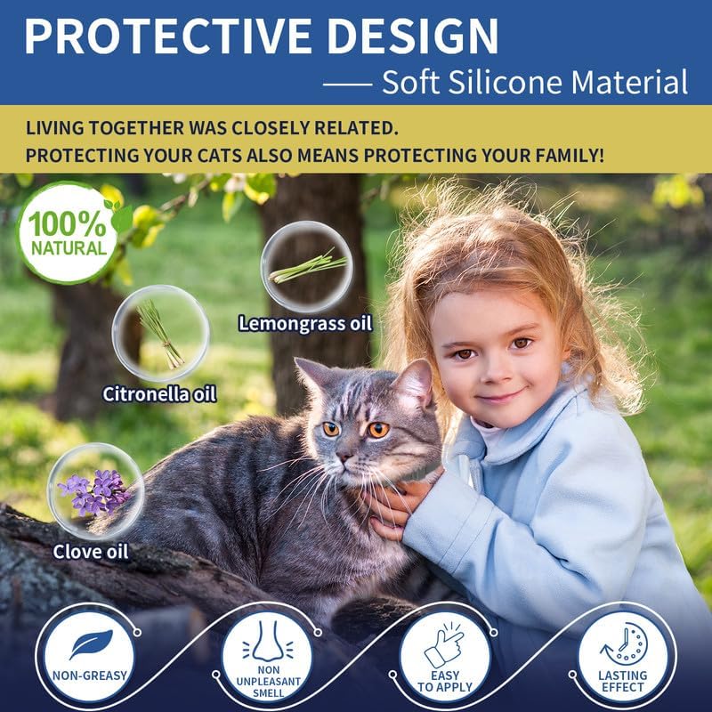 Miniatura 5 de Paquete de 4 collares antipulgas para gatos, prevención de pulgas y garrapatas por 32 meses para gatos, collar de pulgas impermeable para gatos,
