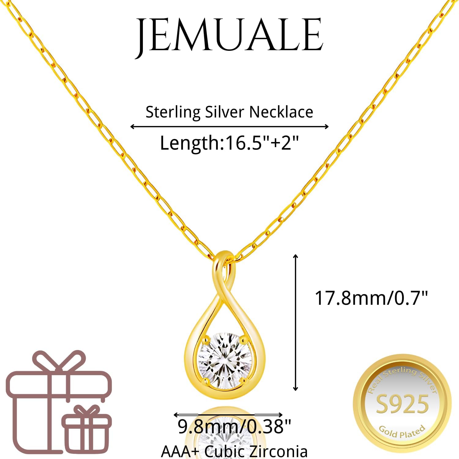 Birthstone Necklace for Women Dainty Infinity Pendant Sterling Silver Necklace Trendy Gold Jewelry Birthday Gifts for Her - Image 7