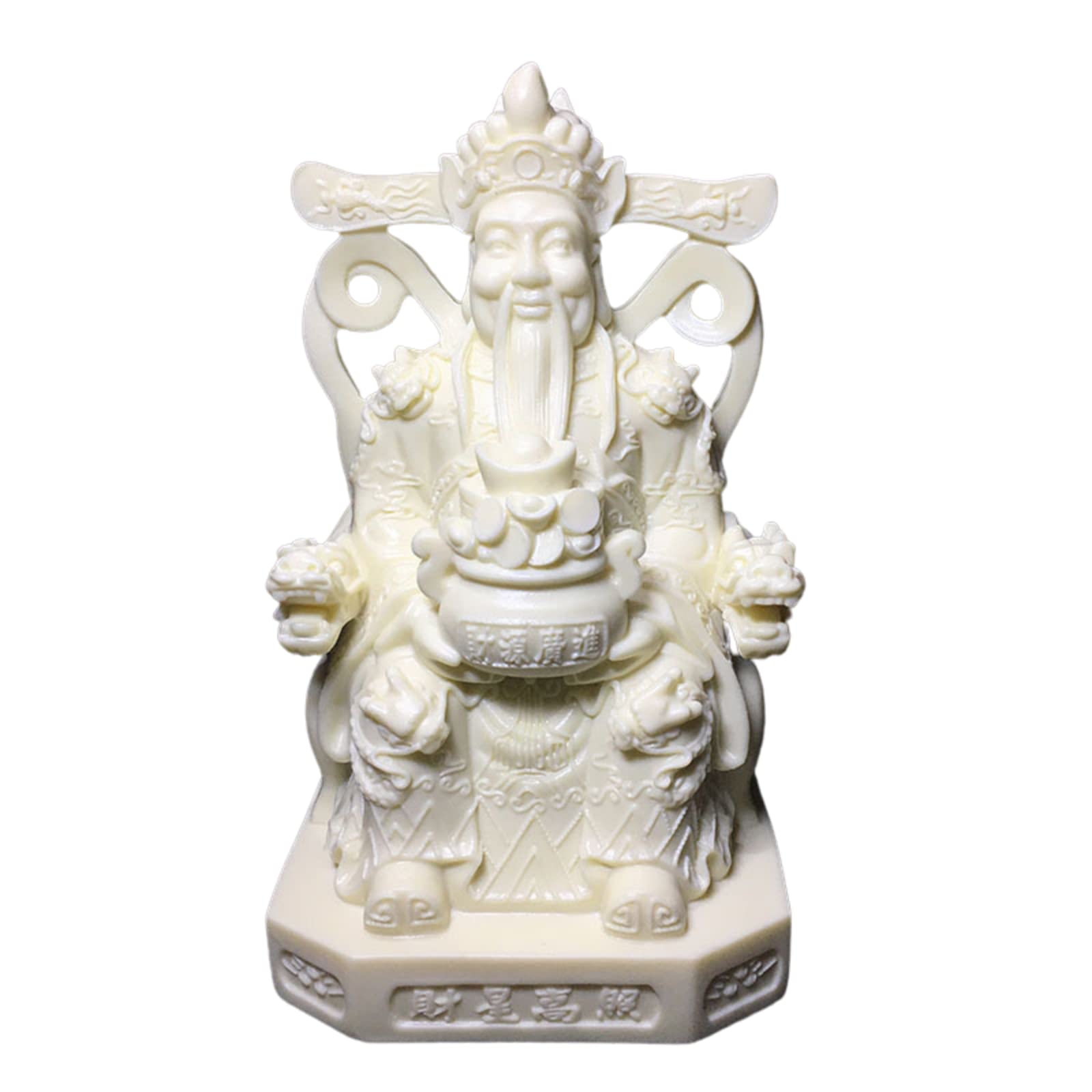 WANZPITS God of Wealth Tsai Shen Yeh Statue Caishen Figurine Money God of New Year Master Caishen Sculpture Fengshui Ornament Attract Wealth Good Luck,White