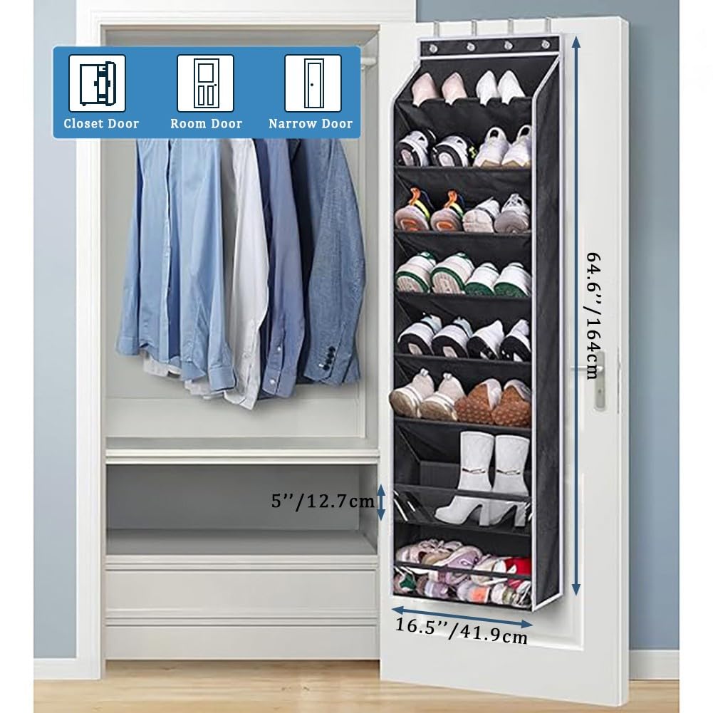 Ibenzoa® Schoenenorganizer Boven De Deur, Hangende Schoenenopslag Opslag Van Verschillende Vakken Met 6 Haken Schoenenrek Voor Schoenen Woonaccessoires Enz