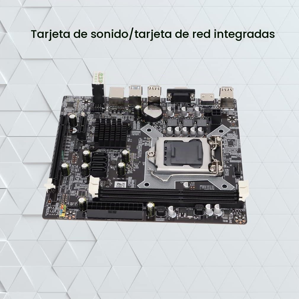 Placa Base DDR3, Placa Base H81 LAG1150 PC CPU con SATA 2.0 y Ranura para Tarjeta gráfica PCI-E x16 Compatible con Salida Dual VGA + HDMI Compatible con Memoria de Escritorio DDR3 1066/1333/1600