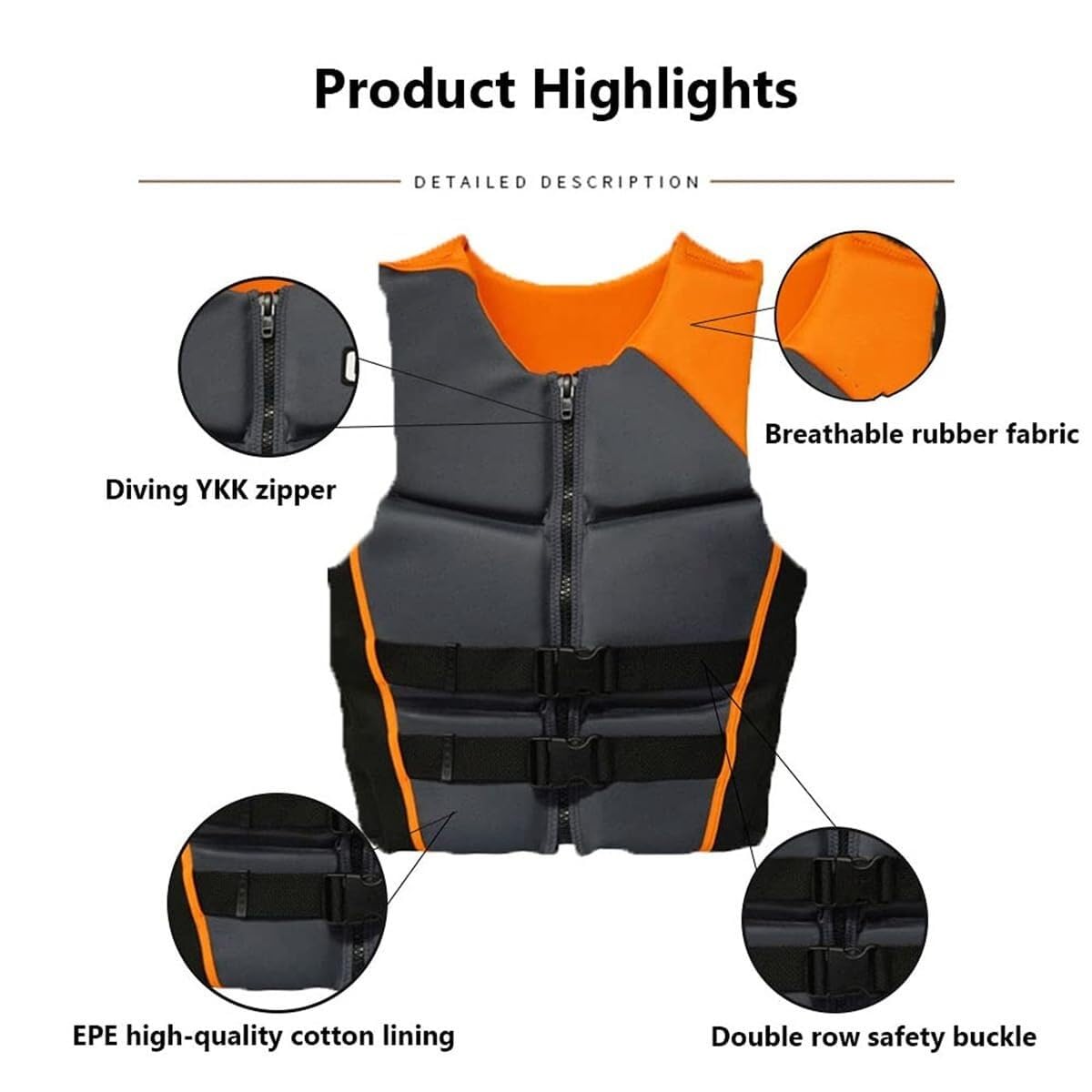 Chaleco salvavidas de alta flotabilidad for adultos, chaleco de flotabilidad ajustable, chaleco salvavidas for deportes acuáticos, equipo de seguridad for kayak y pesca, for natación, navegación y rem