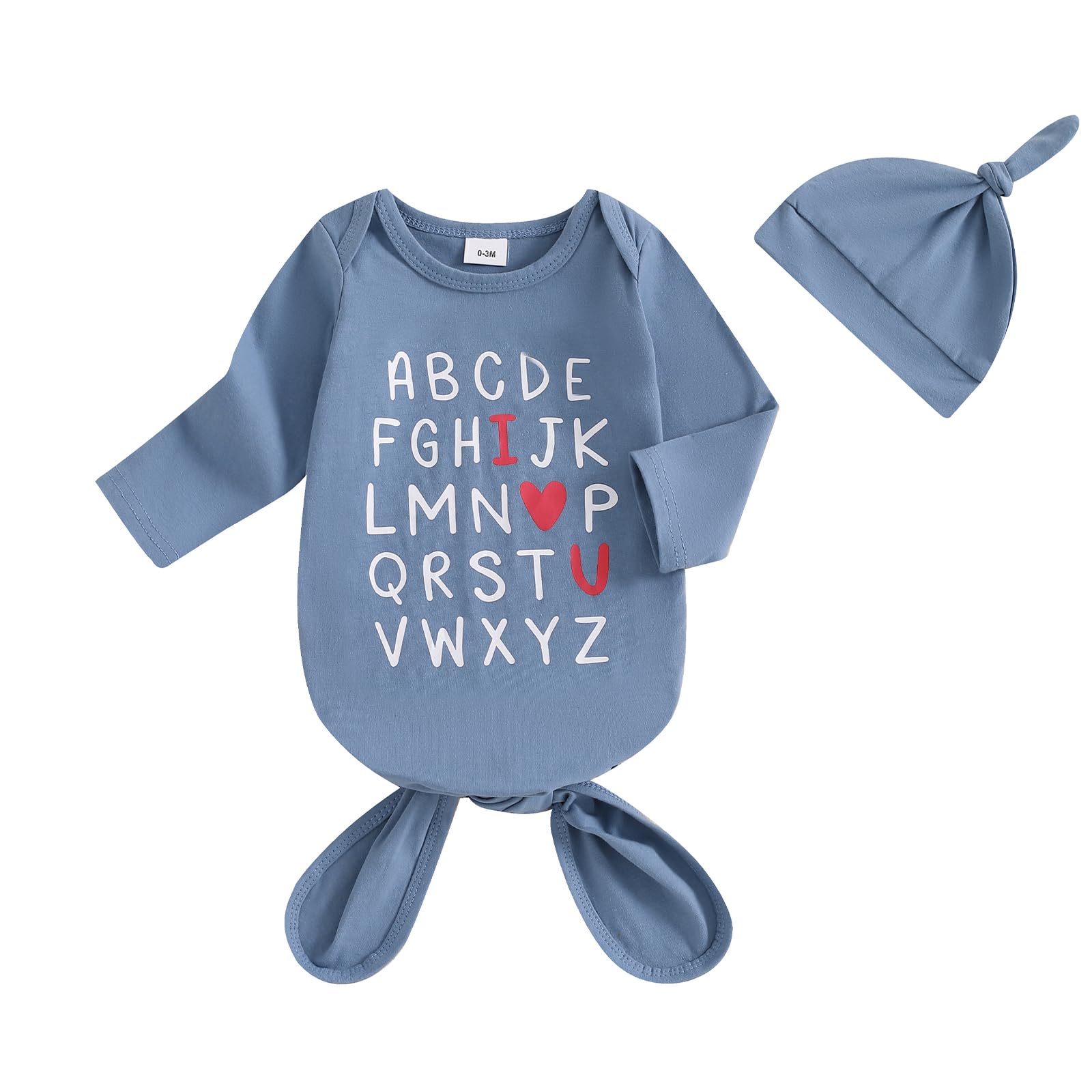Baby Girl Boy Sleeping Waffle Bag Letter Embroidery Long Sleeve Sleep Striped Sack with Hat 2 Piece Set for Fall