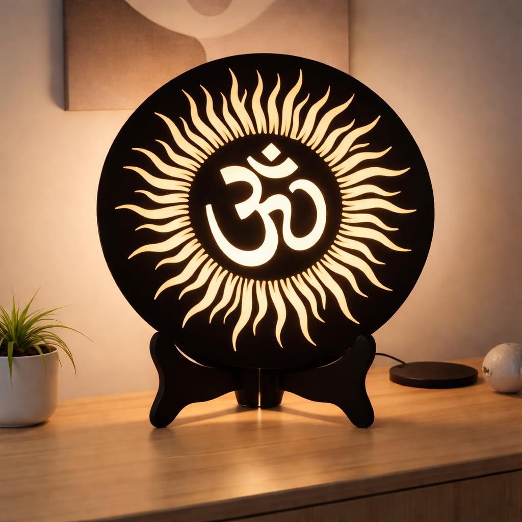 God LED Table Lamp | Spiritual LED Night Lamp for Home, Living Room & Pooja Room | Modern Religious Table Decor | Mandir Decor & Gift Item (Agni OM)-image-18