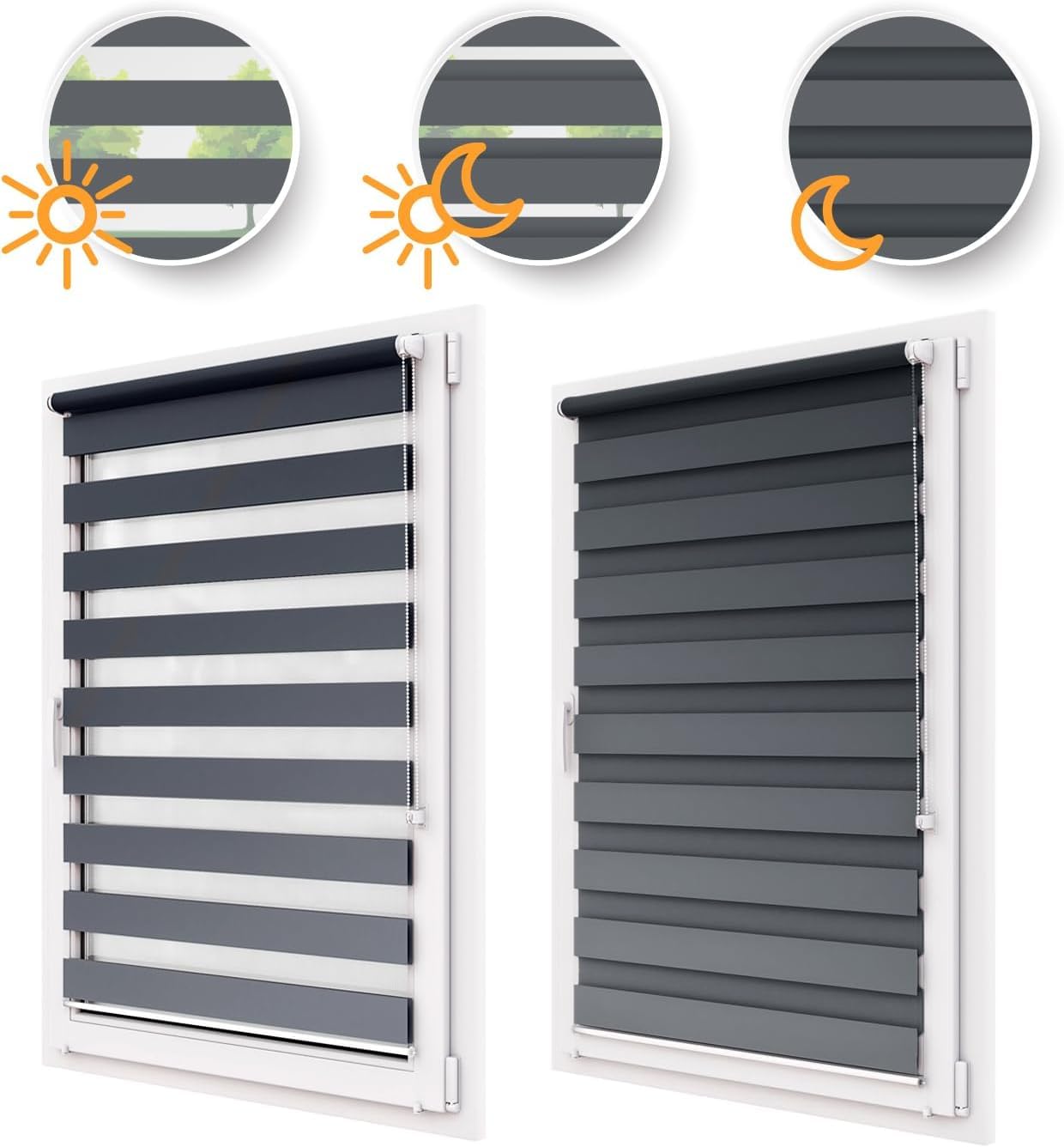 Stylo Estores Día Noche – Estor para Ventana – Sin Taladrar – Mecanismo Universal – Montaje Fácil – Estores con Cuerda – Semitransparente - 93x220 cm Vainilla