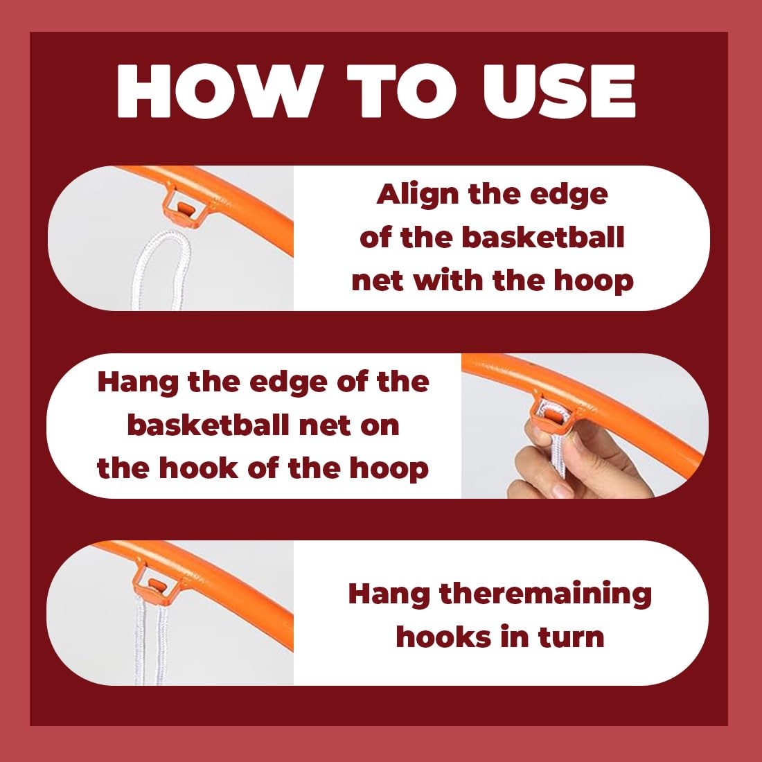 3 Pezzi Rete da Basket Rimovibile, Ricambio Professionale Portatile per Canestri Interni ed Esterni,canestro basket esterno,Rete per Canestro da Basket,Rica mbio Rete da Bas ket