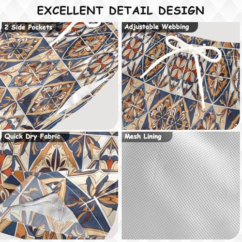 Boy Swim Trunks, Anti-Chafe Swim Trunks Boys 2 T, Vintage Brown Floral3