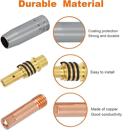 Miniatura 4 de FORTON Mig Kit de repuesto de accesorios para pistola de soldadura, 10 puntas de soldadura de 0.030 pulgadas + 2 boquillas de gas + 2 difusores de