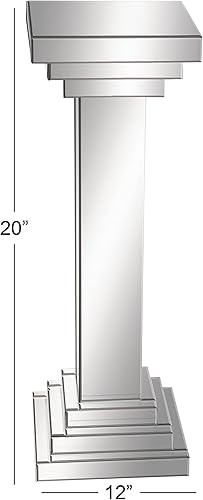 Miniatura 3 de Deco 79 Mesa de pedestal con espejo de madera, 12 x 12 x 36 pulgadas, plata