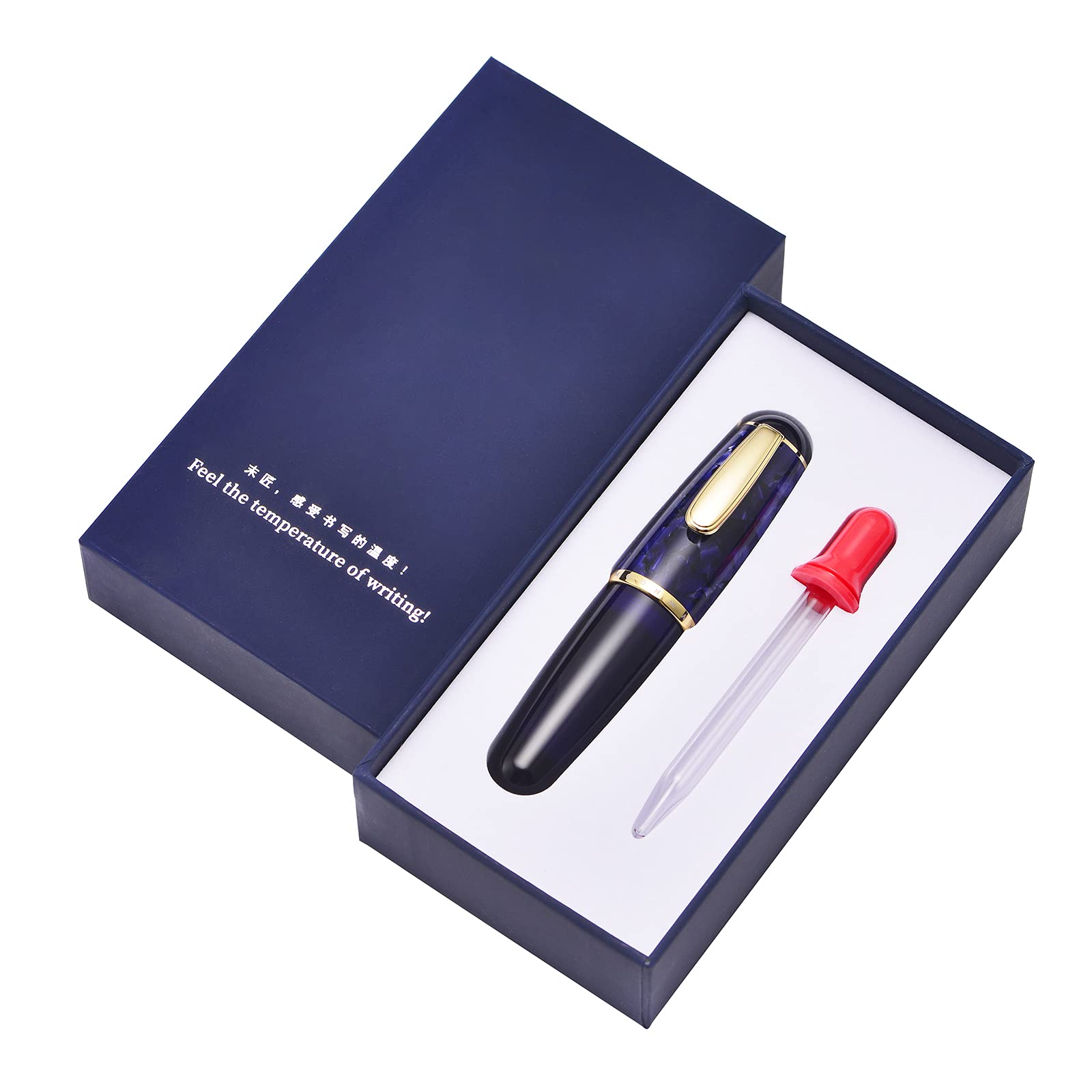 Lanxivi Majohn Q1 Fountain Pen Extra Fine Point Purple Blue Acrylic, Little Fat Man Eyedropper Filling Pocket Pen Large Capacity