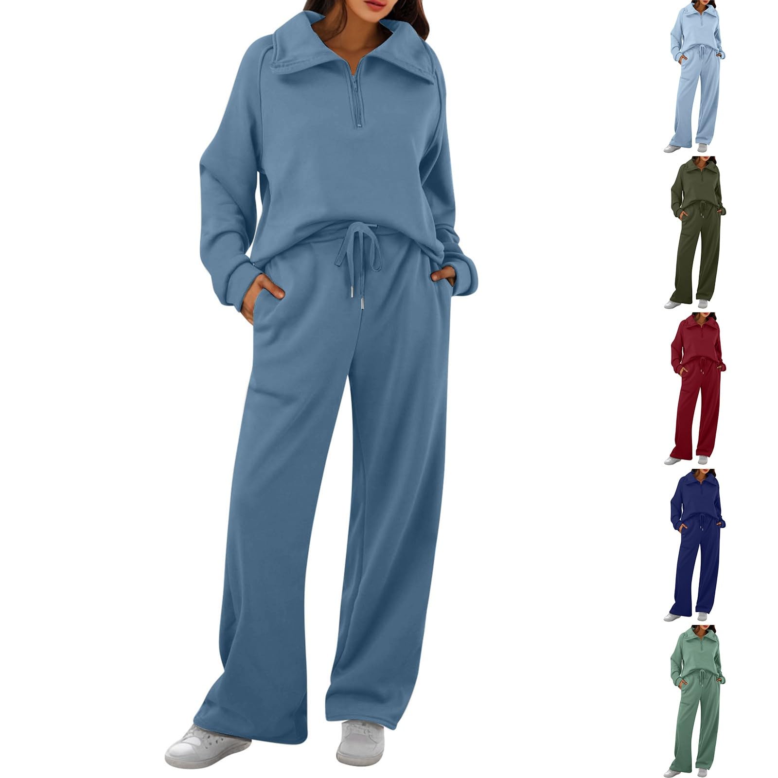 Ensemble de jogging en velours pour femme - 2 pièces - Couleur unie - Élégant - Manches longues - Loungewear - 2 pièces - Survêtement de jogging