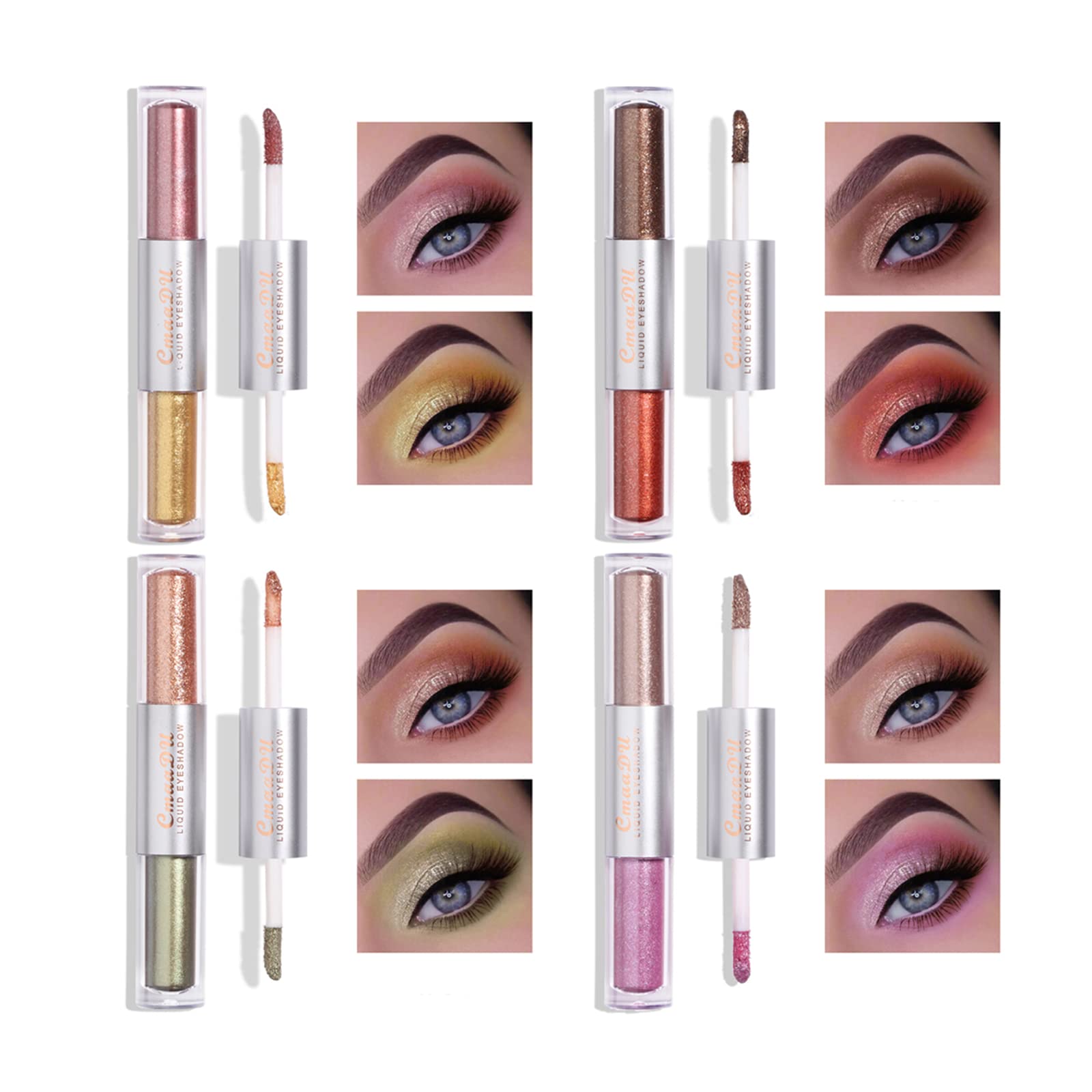 8 Colores Sombra de Ojos Líquida Brillantes, Metales Sombra De Ojos De Larga Duración Brillante, Liquid Eyeshadow, resistente al agua, pigmentado y de larga duración sombra de ojos (02)