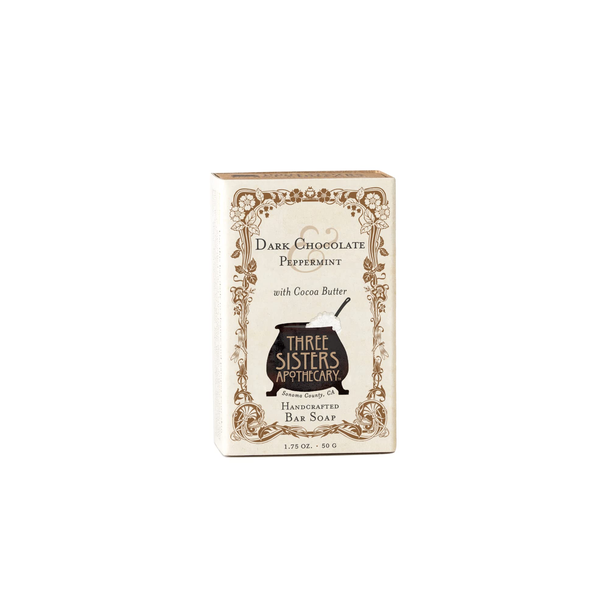 Three Sisters Apothecary 1 75 oz Handcrafted Bar Soap Dark Chocolate Mint