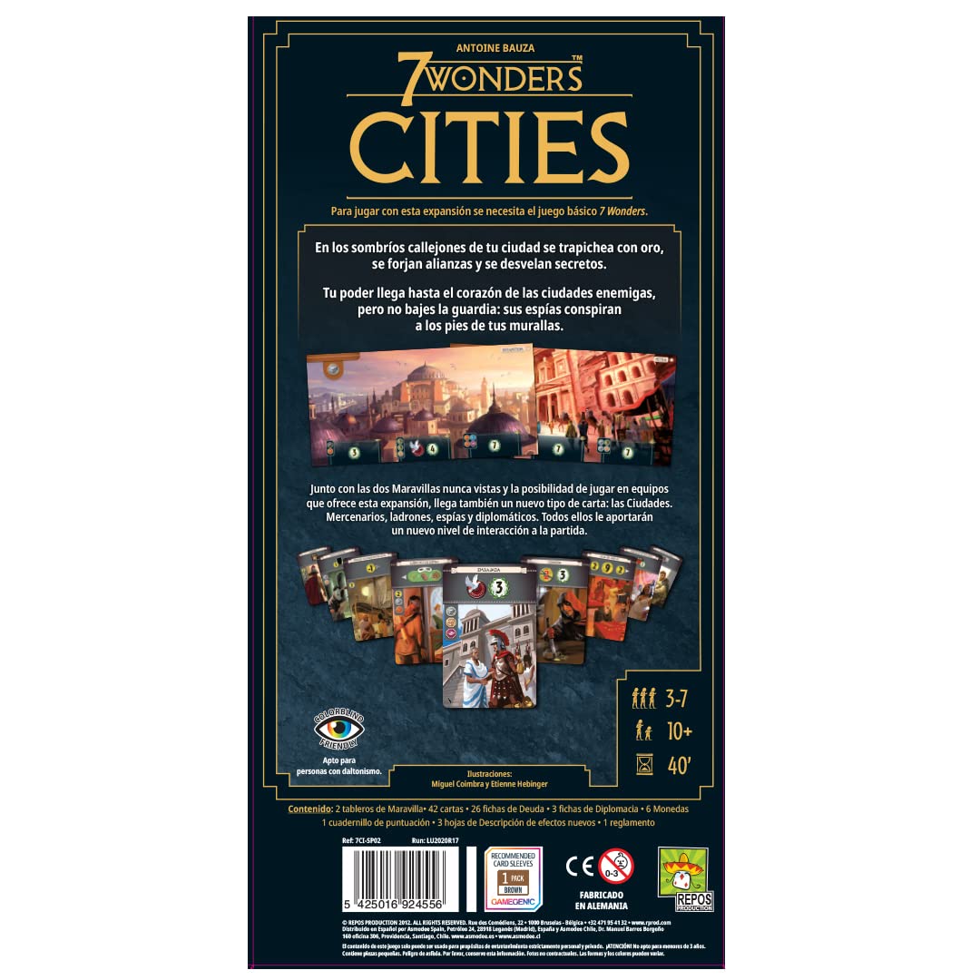7 Wonders Cities - Espansione Gioco Da Tavolo In Castigliano Per 3-7 Giocatori, Nuove Città E Strategie