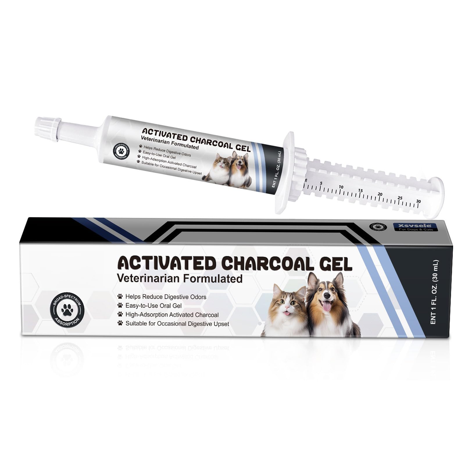 Activated Charcoal Gel for Dogs, Aktivkohle-Gel für Hunde 30 ml, hohe Absorptionskraft, reduziert Verdauungsgerüche, für alle Hunde geeignet