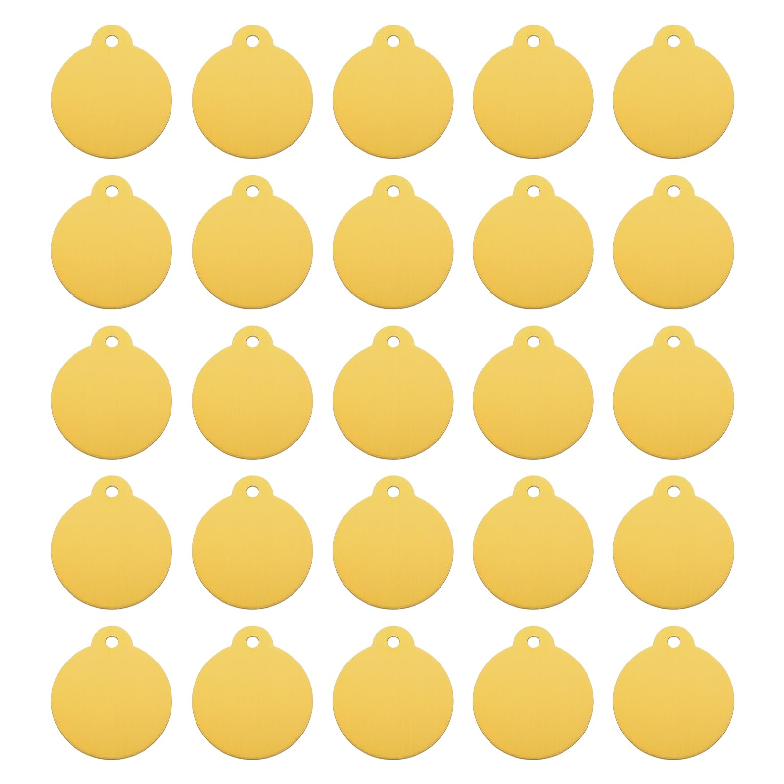 sourcing map Round Laser Engraving Blanks Tags, Stamping Blank Tags, Dog ID Tag, Yellow DIY Blank Tags for Pet, Pendant Decoration, Craft Tags, Pack of 25