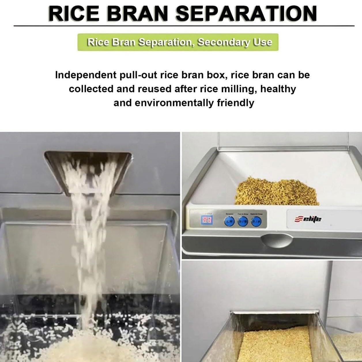 Fresatrice elettrica per riso, 500 W automatico di risaia e sbucciatore di riso, capacità 30 kg/h, ideale per uso domestico e piccole aziende agricole, separatore di crusca di riso