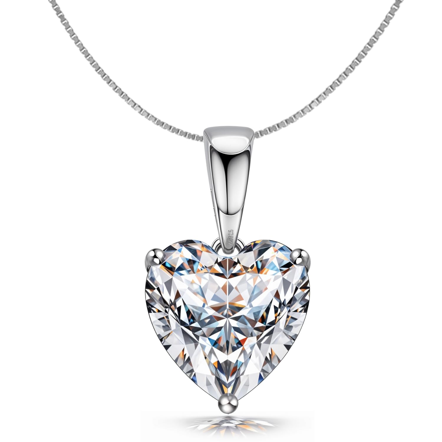 HighSpark925 Silver Solitaire Cute Heart Pendant with Chain | 92.5 Sterling Silver & Diamond like Brilliance Sparkling Zirconia for that Stunning Shine | Lovely Gift