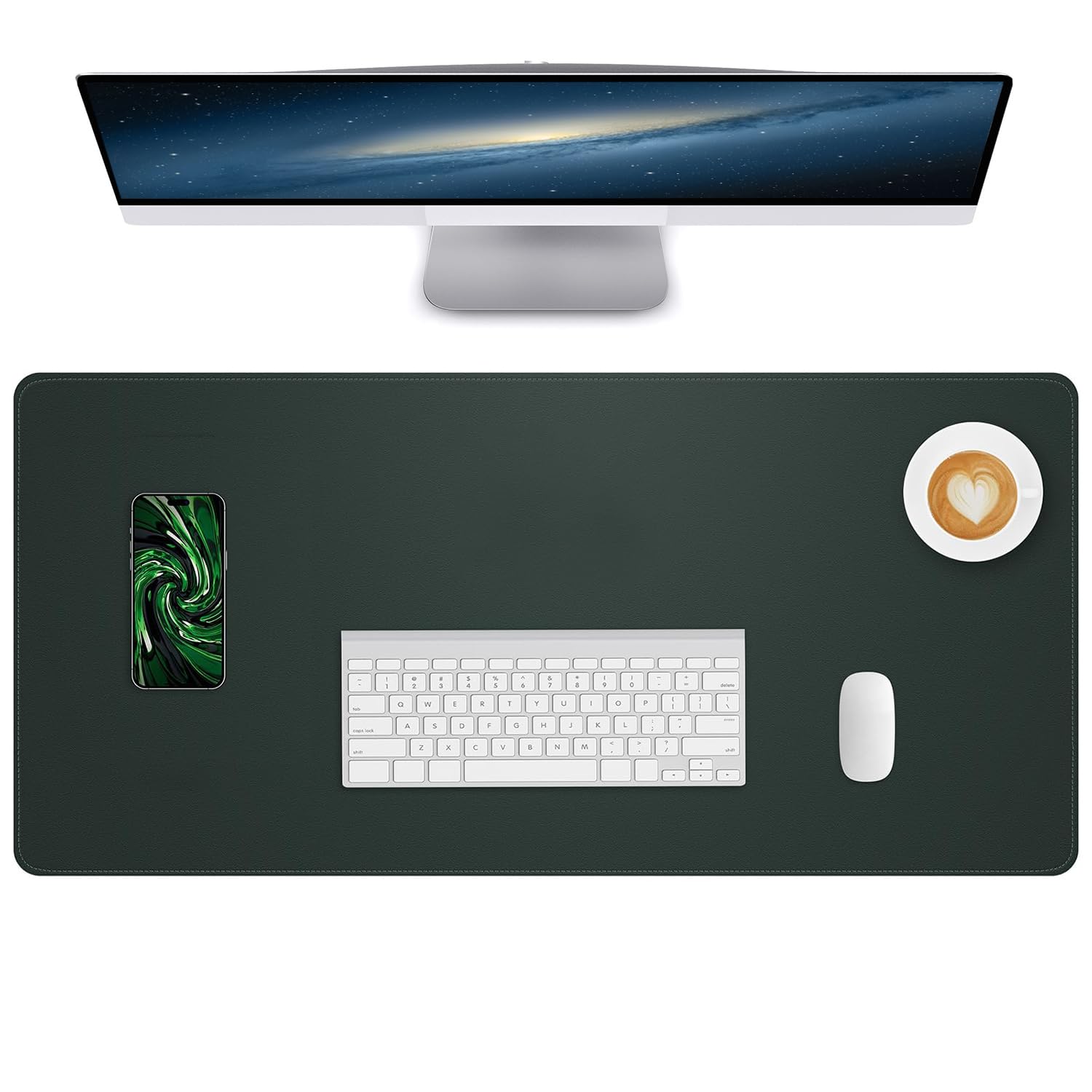 NUOYOU Desk Pad PU Leather Large Mouse Pad Laptop Computer Desk Mat Table Blotter Desktop Waterproof Non-Slip Protector for Office and Home (Dark