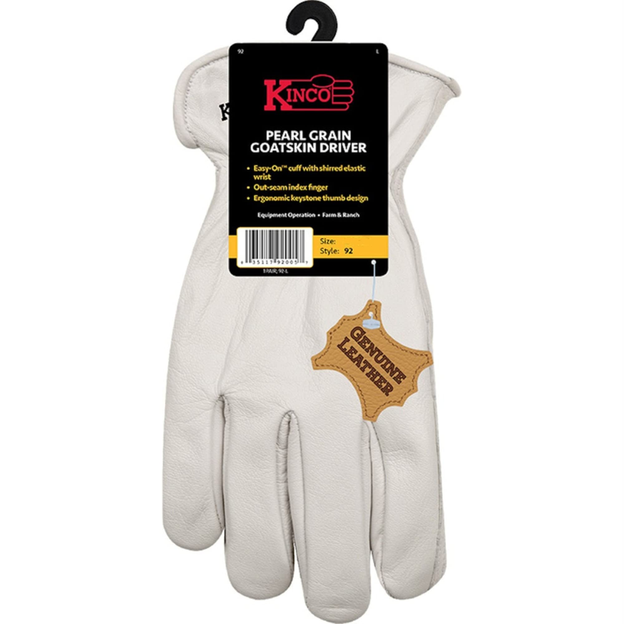 KincoInternational 254785 Pearl Full Grain Goatskin Glove44, Large