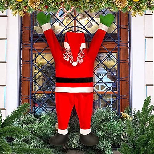 Xbrand Christmas Hanging Santa Claus Decoration Outdoor Climbing Hanging Santa Suit Ornament From On The Gutter Roof For Christmas Hanging Decoration Indoor, Red #TOP26