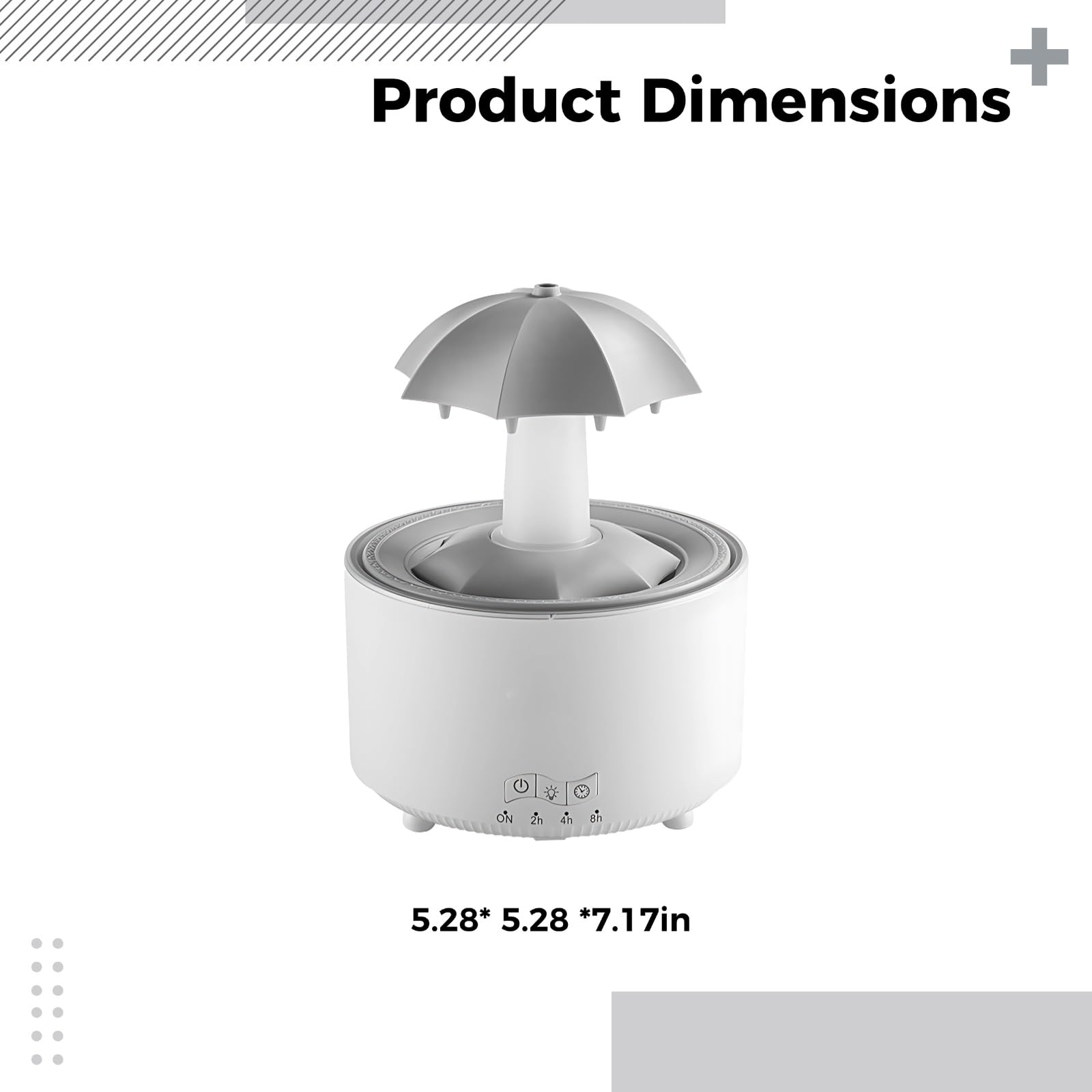 Umidificatore a goccia d'acqua per camera da letto, 300 ml, diffusore di oli essenziali, umidificatori per camera da letto, luci a 7 colori, spegnimento automatico, 13,4 x 13,4 x 18,2 cm
